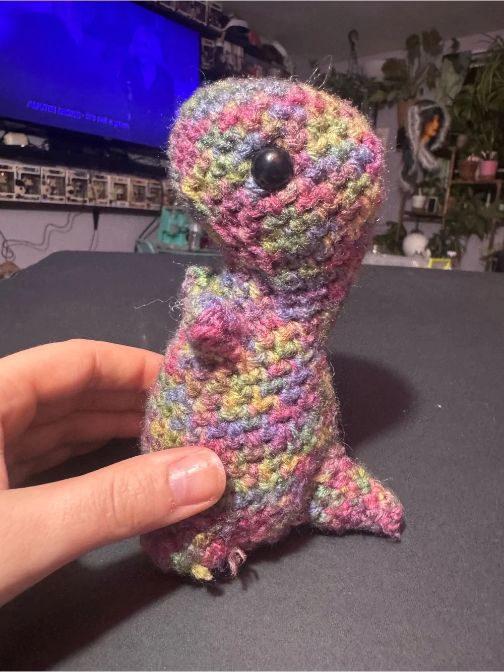 Handmade Multicolor Crochet Dinosaur Plush - Kids Stuffed Animal Toy